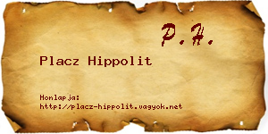 Placz Hippolit névjegykártya